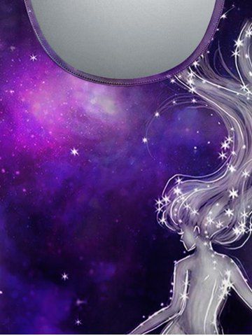 Plus Size Mermaid Galaxy Glitter Print Short Sleeves T-shirt