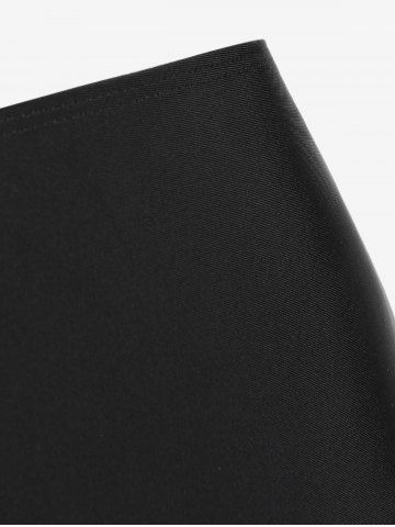 Plus Size Ruched Ombre Skull Floral Print Tankini Swimsuit (Adjustable Shoulder Strap)