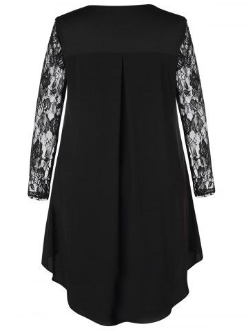 Plus Size Flower Lace Tulip Hem Layered Dress