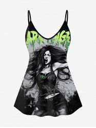 Gothic Crazy Girl Painting Splatter Letter Print Cami Top(Adjustable Shoulder Strap) -  