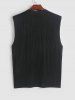 Casual Basic Two Piece Set Solid Color Crew Neck Ribbed Textured Plain Tank Top Sleeveless T Shirt Drawstring Pants Set -  