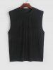 Casual Basic Two Piece Set Solid Color Crew Neck Ribbed Textured Plain Tank Top Sleeveless T Shirt Drawstring Pants Set -  