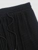 Casual Basic Two Piece Set Solid Color Crew Neck Ribbed Textured Plain Tank Top Sleeveless T Shirt Drawstring Pants Set -  