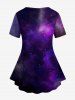 Plus Size Mermaid Galaxy Glitter Print Short Sleeves T-shirt -  
