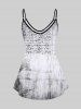 Plus Size Rose Letters Print Ink Painting Cami Top (Adjustable Shoulder Strap) -  