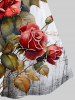 Plus Size Rose Letters Print Ink Painting Cami Top (Adjustable Shoulder Strap) -  