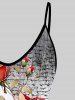 Plus Size Rose Letters Print Ink Painting Cami Top (Adjustable Shoulder Strap) -  