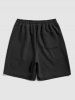 Geometric Textured Basic Drawstring Shorts -  