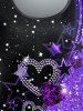 Plus Size Heart Pentagram Bicolor Print Galaxy Short Sleeves T-shirt -  