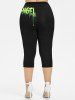 Gothic Painting Splatter Letters Print Capri Leggings -  