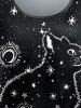 Plus Size Galaxy Cat Moon Sun Print Short Sleeves T-shirt -  