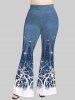 Pantalon Évasé Imprimé Branche Grande Taille - Bleu profond 4X