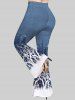 Pantalon Évasé Imprimé Branche Grande Taille - Bleu profond 4X