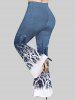 Plus Size Sparkling Branch Print Flare Pants -  