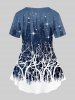 T-shirt 3D Arbre Imprimé avec Poches de Grande Taille à Paillettes - Bleu profond 6X