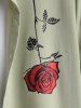 Slogan Rose Pattern Short Sleeves Shirt -  