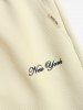 Pantalon Décontracté Lettre Brodée en Twill à Cordon avec Poches - café lumière M