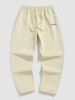 New York Letter Embroidery Twill Drawstring Pockets Casual Pants -  