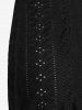 Cardigan Tricoté avec Découpes Motif Floral Grande-Taille - Noir XL