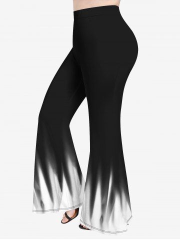 Plus Size Glitter Ombre Printed Flare Pants - BLACK - 6X
