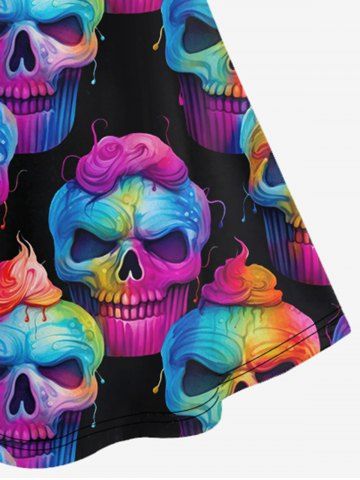 Gothic Skull Print Crisscross Cami Dress