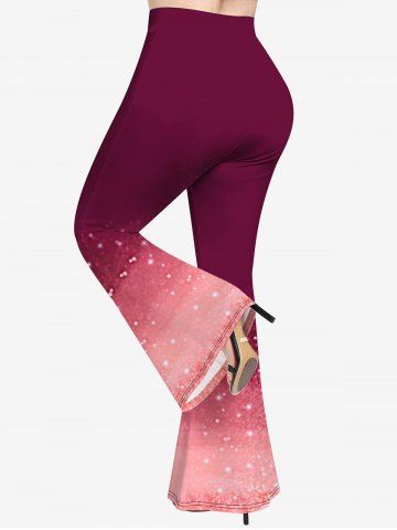 Plus Size Glitter Print Ombre Flare Pants