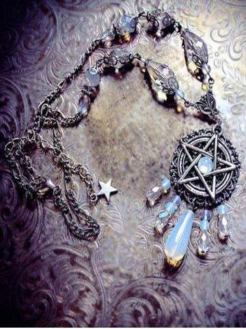 Mysterious Opal Pentagram Pendant Necklace