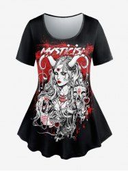 T-shirt Gothique Cœur Fille Mystérieuse - Noir L