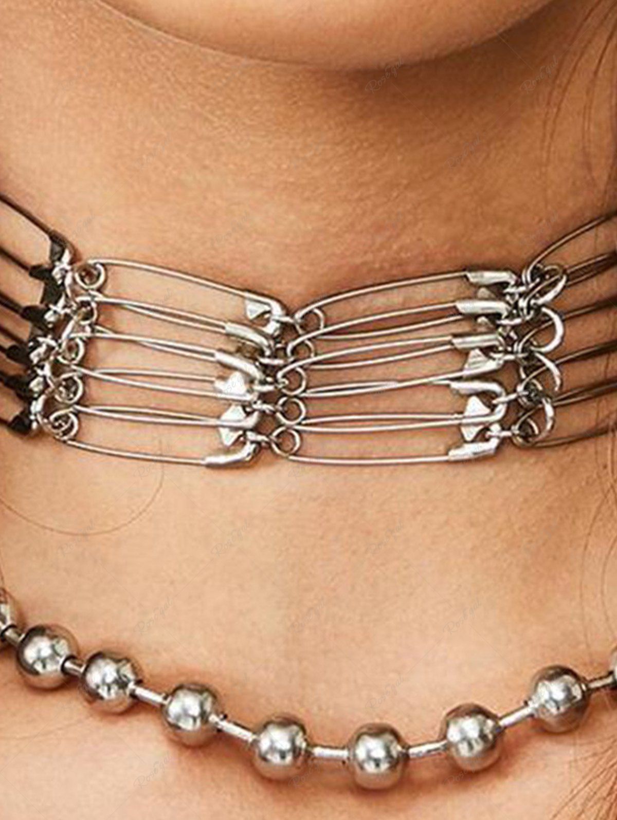 Fashion Personalized Layered Pin Metal Necklace  