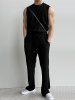 Casual Basic Two Piece Set Solid Color Crew Neck Ribbed Textured Plain Tank Top Sleeveless T Shirt Drawstring Pants Set -  