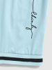 Short de Survêtement Lettre Graphique Imprimée Panneau Rayé - Bleu clair S