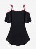 Halloween Plus Size Skull Cross Print Cold Shoulder Cami Top -  
