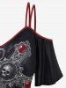 Halloween Plus Size Skull Cross Print Cold Shoulder Cami Top -  
