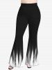 Plus Size Glitter Ombre Printed Flare Pants -  