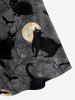 Robe Gothique Croisée Chat et Lune Imprimés à Bretelle - Noir 2X