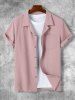 Men's Solid Color Lapel Collar Button Front Short Sleeve Shirt And Casual Pants Set -  