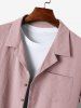 Men's Solid Color Lapel Collar Button Front Short Sleeve Shirt And Casual Pants Set -  