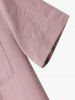 Men's Solid Color Lapel Collar Button Front Short Sleeve Shirt And Casual Pants Set -  