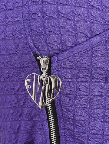 Plus Size Heart Zipper Grommet Buckle Textured Ruched T-shirt