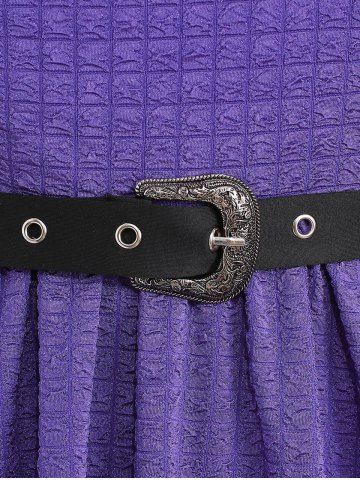 Plus Size Heart Zipper Grommet Buckle Textured Ruched T-shirt
