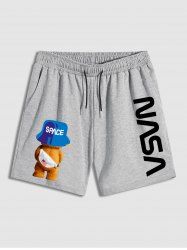Cartoon Bear Letter Graphic Pattern Sweat Shorts -  