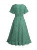 Daisy Print Ruffles Short Sleeve Casual Wrap Dress -  