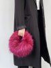 Women's Y2K Aesthetic Punk Style Colorblock Fluffy Faux Raccoon Fur Club Chain Hobo Tote Bag -  