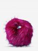 Women's Y2K Aesthetic Punk Style Colorblock Fluffy Faux Raccoon Fur Club Chain Hobo Tote Bag -  