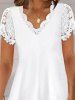 Plain Color Guipure Scallop Hem Eyelash Detail Casual Dress -  