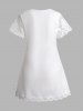 Plain Color Guipure Scallop Hem Eyelash Detail Casual Dress -  