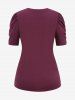 Plus Size V Neck Ruched Short Sleeves T-shirt -  