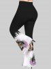 Plus Size Owl Colorblock Ink Painting Print Flare Pants -  
