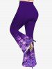 Plus Size Mermaid Print Glitter Flare Pants -  