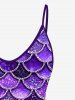 Plus Size Mermaid Print Glitter Cami Top(Adjustable Shoulder Strap) -  